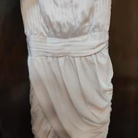 abito H&M rosa cipria, arricciato con bretelle 