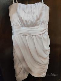 abito H&M rosa cipria, arricciato con bretelle 