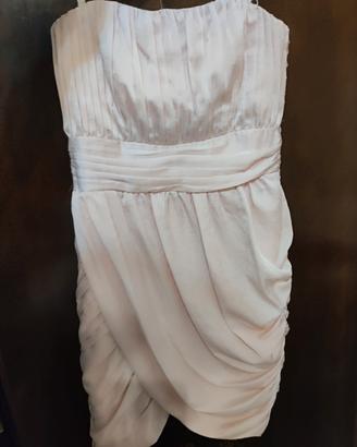 abito H&M rosa cipria, arricciato con bretelle 