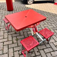 Tavolo Campeggio Pieghevole con 4 Sedie Integrate
