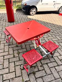 Tavolo Campeggio Pieghevole con 4 Sedie Integrate