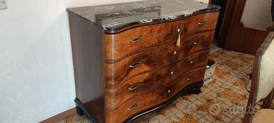 cassettiera vintage legno marmo