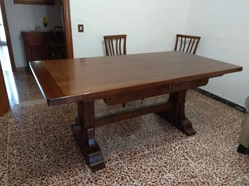 tavolo legno massello allungabile con 6 sedie