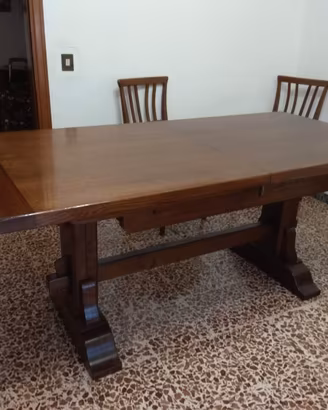 tavolo legno massello allungabile con 6 sedie