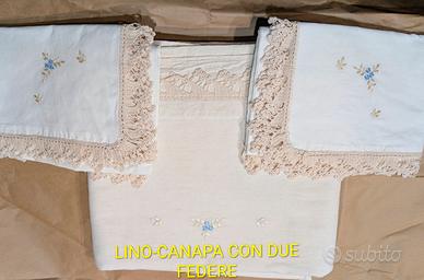Teli Lenzuola canapa cotone lino RICAMATI A MANO 