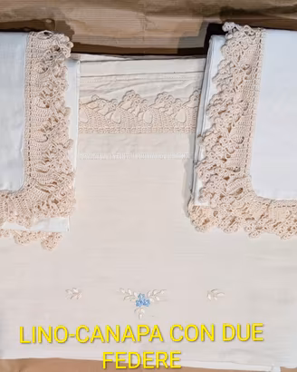 Teli Lenzuola canapa cotone lino RICAMATI A MANO 