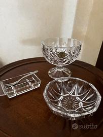 set cristallo con salsiera, forchettina, coppa