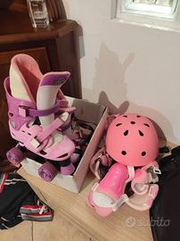 pattini bambina, casco, protezioni 