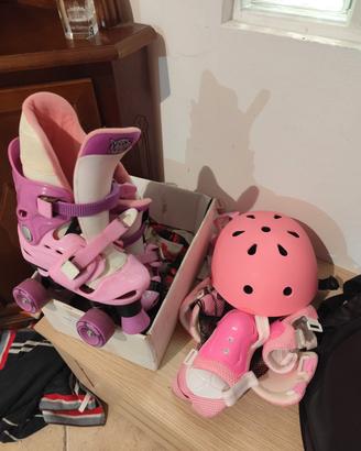 pattini bambina, casco, protezioni 