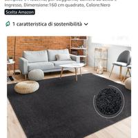Tappeto nero quadrato 160 cm