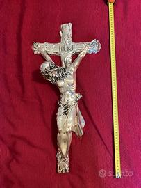 statue in argento laminato cristo e padre Pio