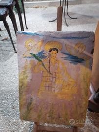 Placca di maiolica raffigurante San Lorenzo