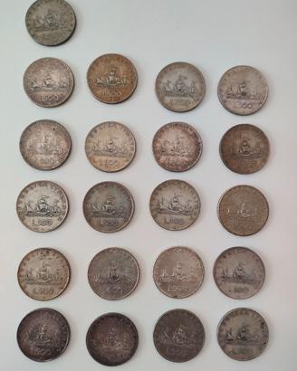 Lotto 21 monete 500 Lire Caravelle in Argento 835