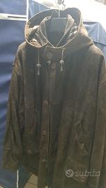 Giubbotto pelle scamosciata con cappuccio