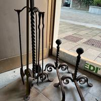 ferro battuto : alari per caminetto e lampadario