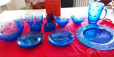 Set 19 pezzi vetro blu Maestri Vetrai di Borgonovo