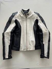 Giubbotto moto Dainese in pelle nero-bianco donna