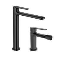 Set miscelatore lavabo alto e bidet nero