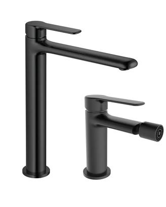 Set miscelatore lavabo alto e bidet nero