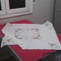 TOVAGLIETTA COTONE/PUNTO CROCE+UNCINETTO ANNI 80