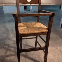 Seggiolone in Legno con seduta in paglia 