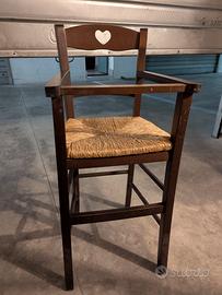 Seggiolone in Legno con seduta in paglia 