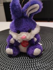Peluche coniglio viola con cuore I LOVE YOU
