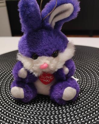 Peluche coniglio viola con cuore I LOVE YOU