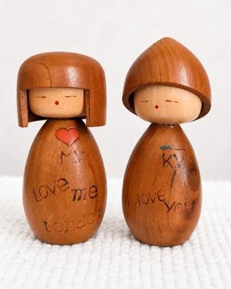 Kokeshi Koibito coppia Takeda Masashi vintage