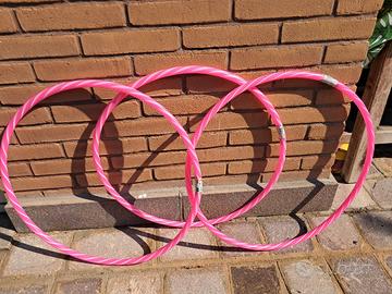 Set 3 Hula hoop 60cm rosa a strisce bianche