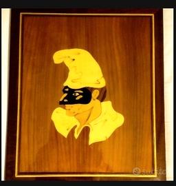 ,,PULCINELLA,, quadro in legno intarsiato