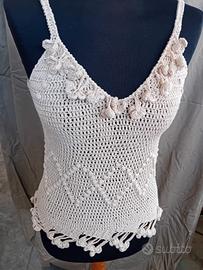 top in cotone fatto a mano all'uncinetto 