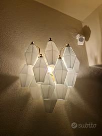 Coppia di applique a Poliedri da muro simil Venini