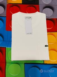 T-shirt lacoste bianca con taschino taglia XL
