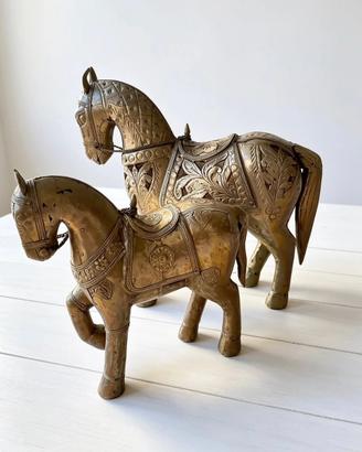 Coppia Cavalli Decorativi Ottone