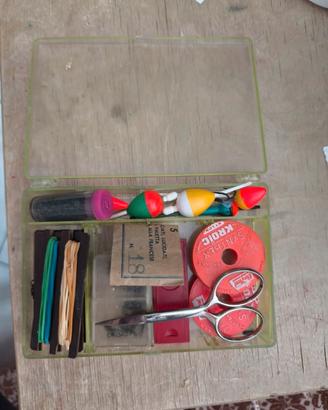 Kit da pesca vintage, cassetta accessori da pesca 