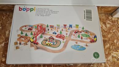 Boppi set trenino in legno + set veicoli