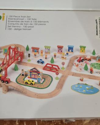Boppi set trenino in legno + set veicoli