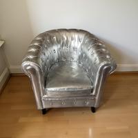 Poltrona Chesterfield Argento Metallizzato