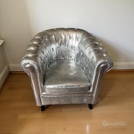 Poltrona Chesterfield Argento Metallizzato
