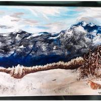 Paesaggio invernale dipinto su tela, leggero