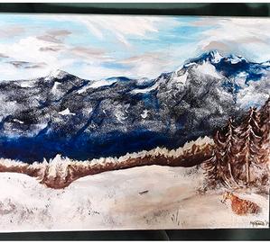 Paesaggio invernale dipinto su tela, leggero