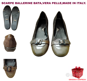 Scarpe Ballerine Bata Vera Pelle Camoscio OMAGGIO