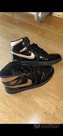 scarpe Jordan 1 Retro High nero oro metallizzato