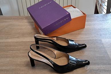 Slingback in pelle, tacco 7 cm, n. 38