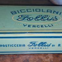 Scatola latta Follis Vercelli vintage