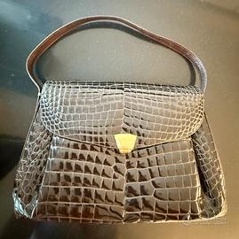 Borsa vintage in pelle di coccodrillo Calbert