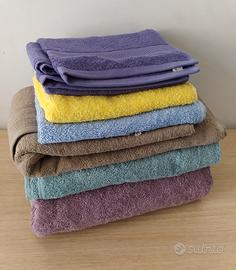 Set di teli asciugamani bagno misure colori vari 