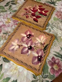 Coppia quadri legno quadrati orchidee