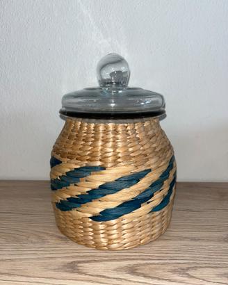 Barattolo Vetro con Rivestimento in Vimini